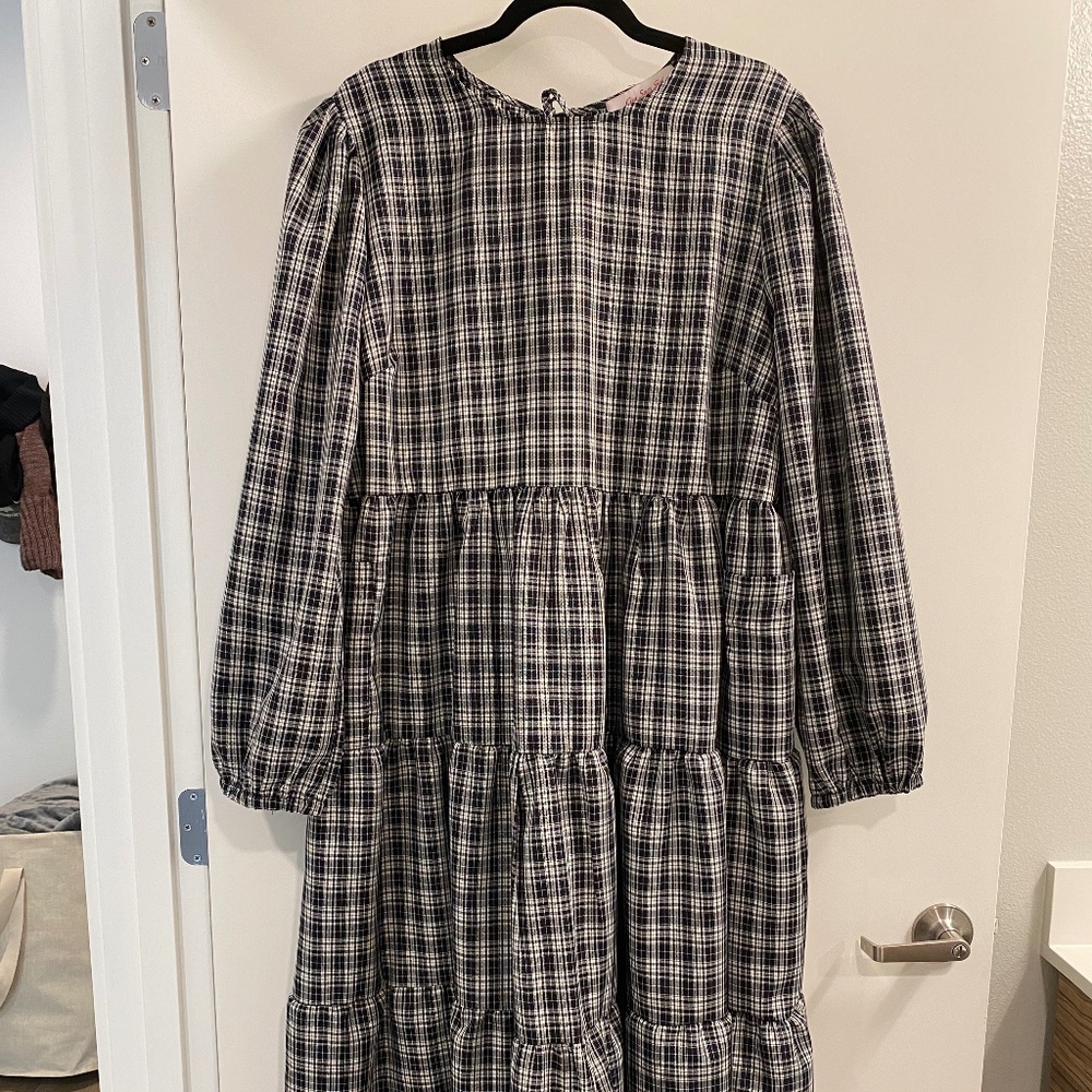 Lisa Says Gah Maxine Midi Dress - Indigo Plaid